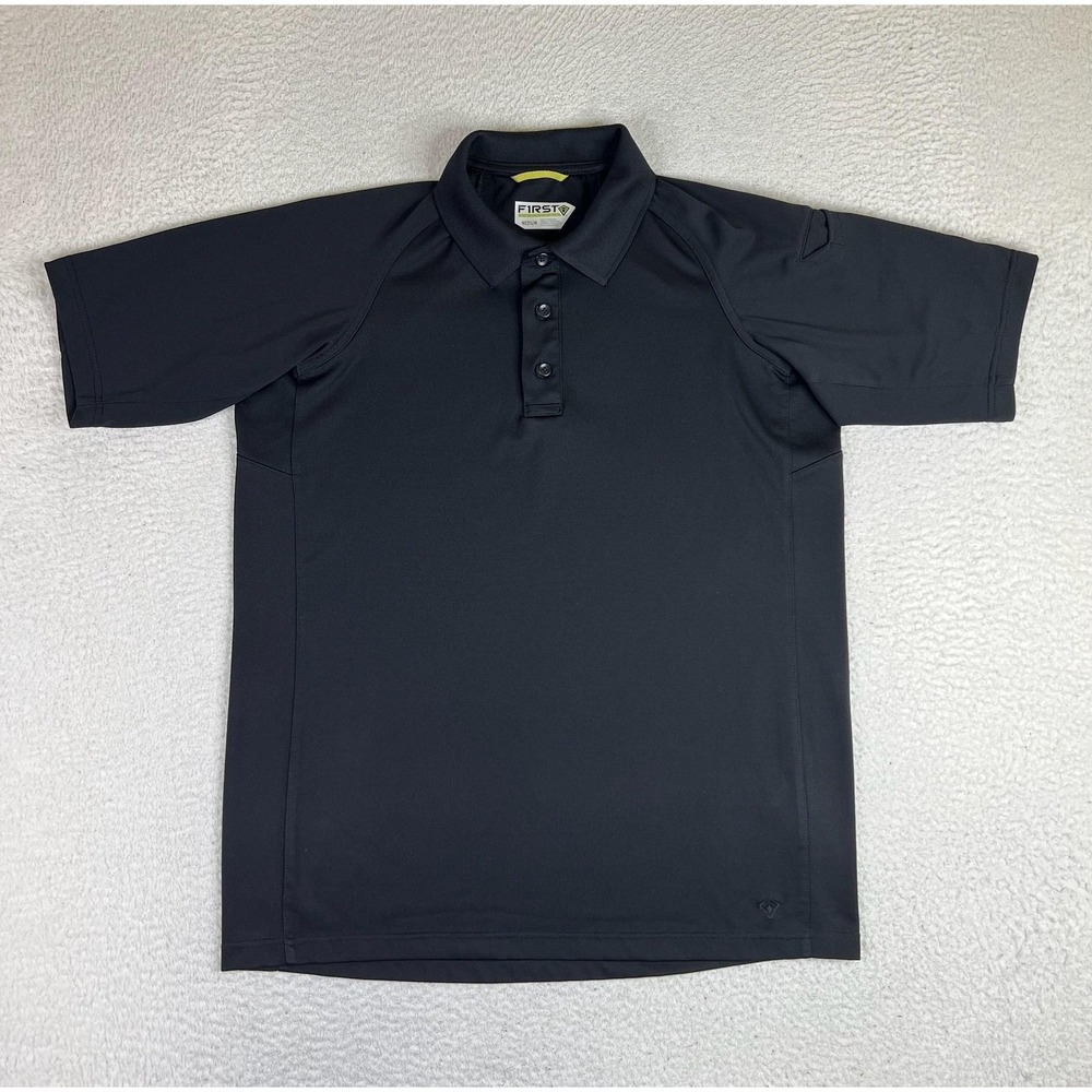 First Tactical Polo Shirt Mens Medium Black Solid Polyester Tactical Duty Work